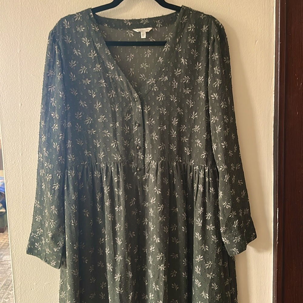 Lucky Brand Long Sleeve Clip Dot Maxi Dress